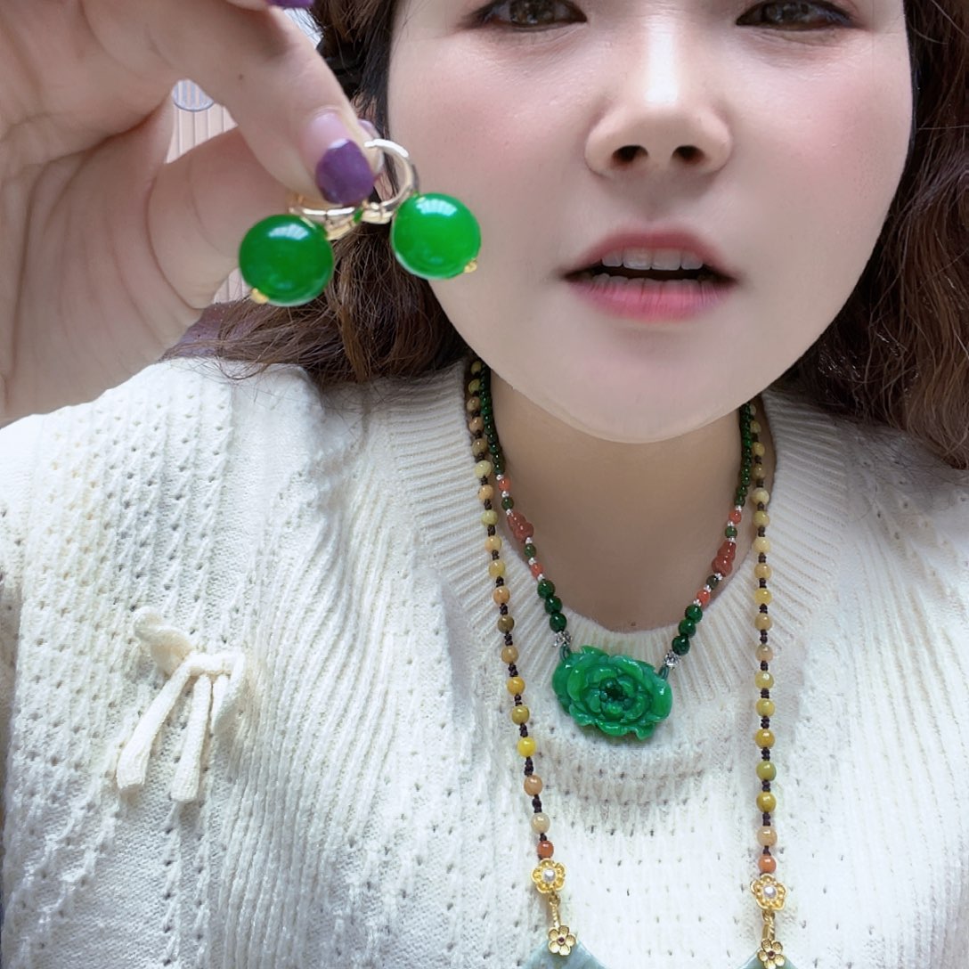 玛瑙/玉髓合金颈饰耳扣