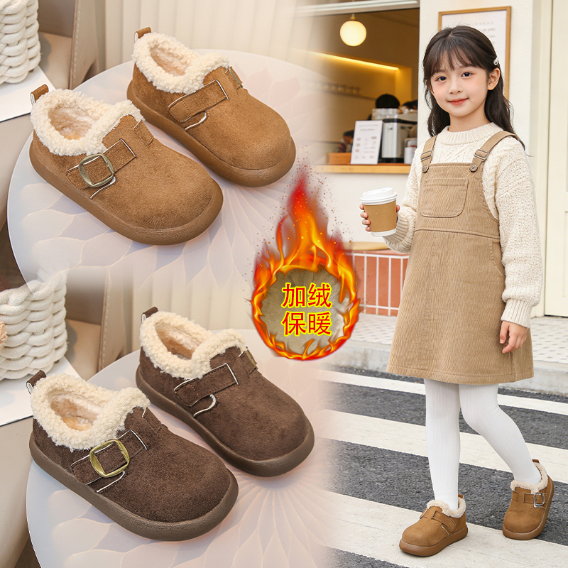 【冬】儿童冬季新款韩版博肯加绒保暖雪地女童软底防滑保暖鞋c