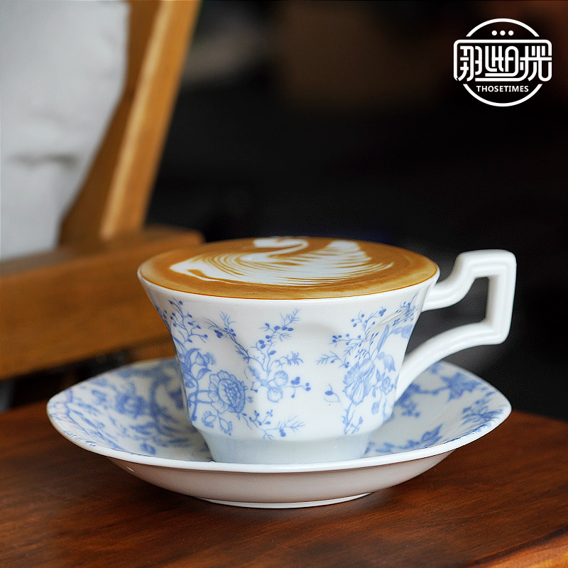 咖啡杯复古青花精致高档法式花卉陶瓷英式下午茶杯中古咖啡杯