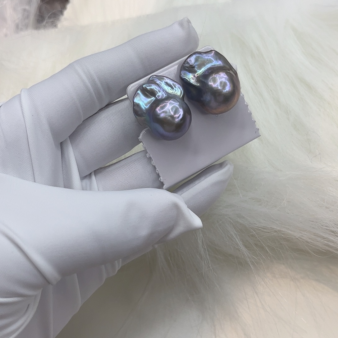 银S925镶嵌淡水珍珠耳饰