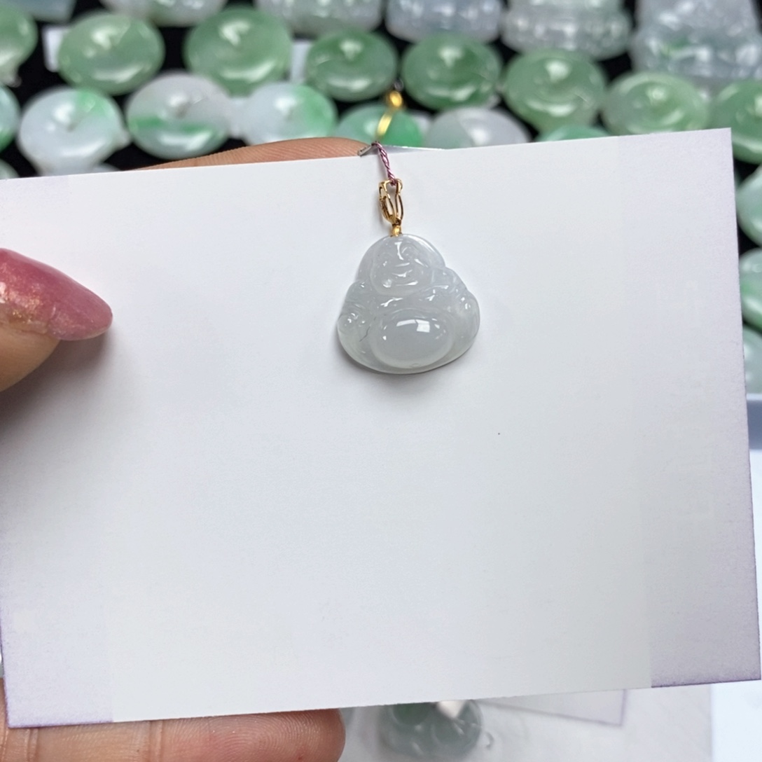 翡翠颈饰18K金镶嵌佛公