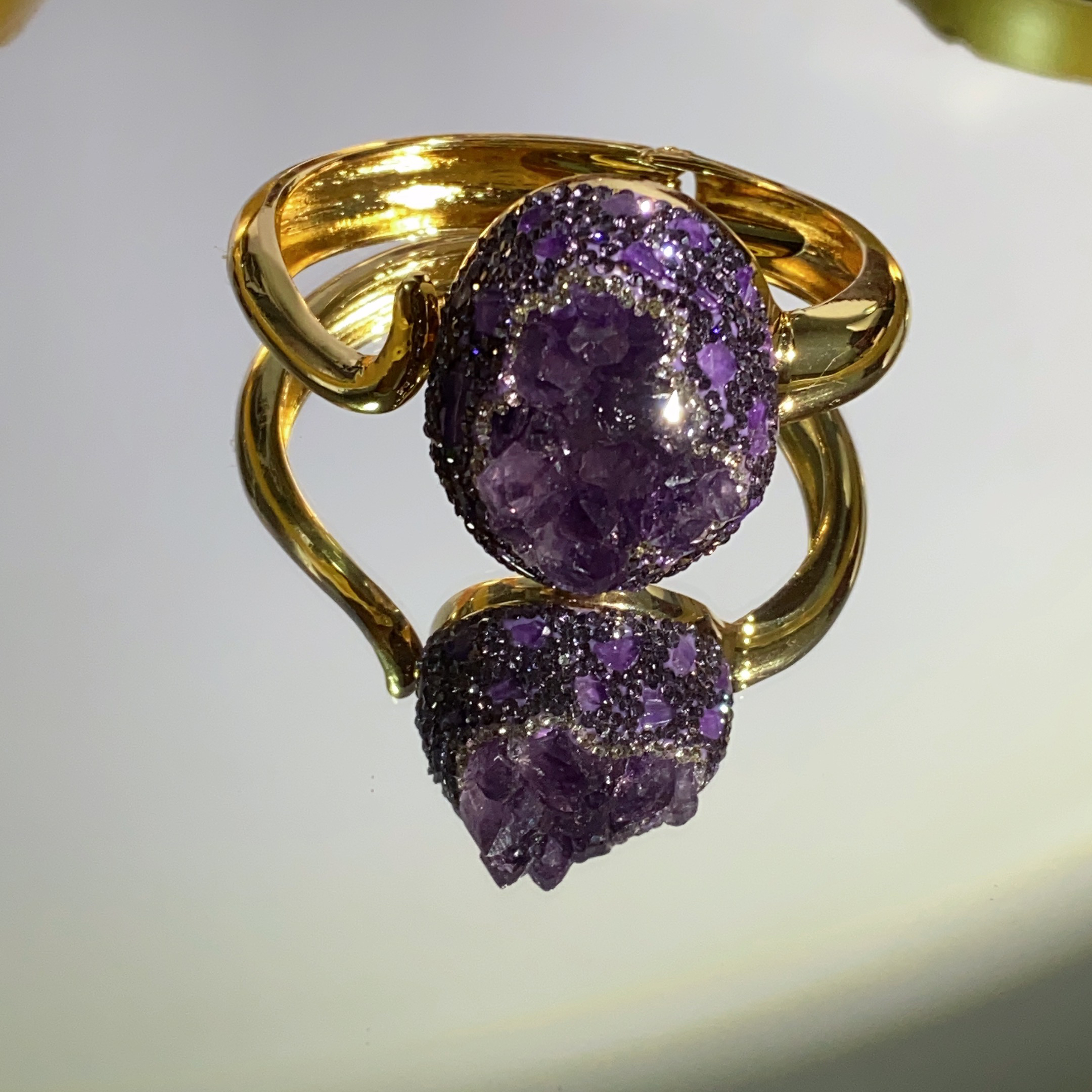 铜合金合成锆石手镯 TTSD 浓紫色蛇形时尚百搭手镯4203