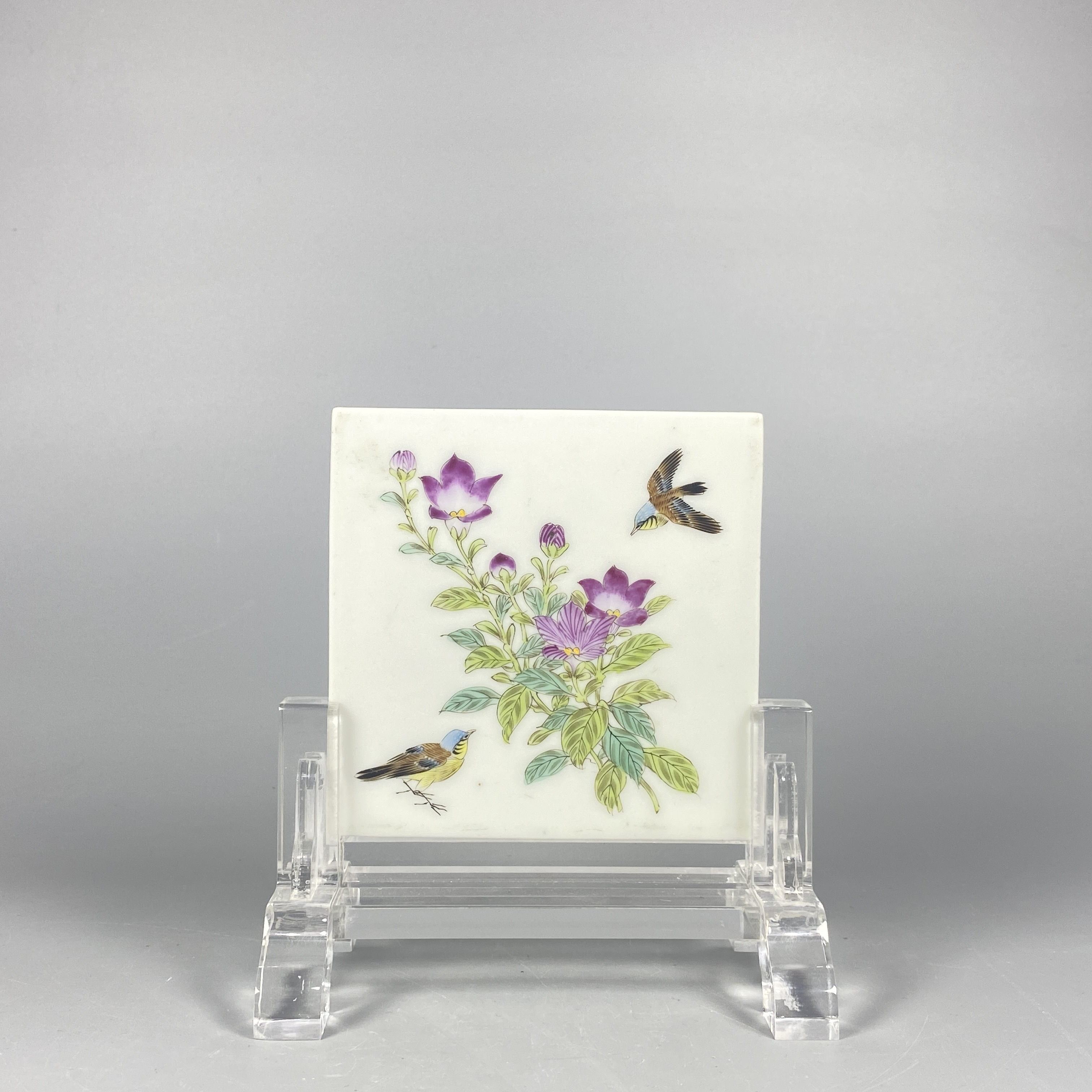 022051932 民国 粉彩花鸟瓷板/XS/云南省文物总店