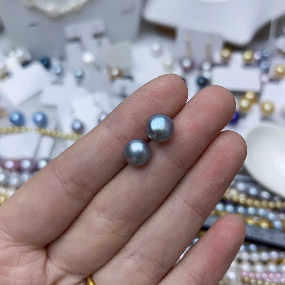 淡水珍珠耳饰银S925镶嵌