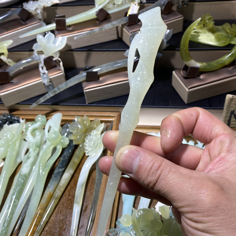 岫玉发簪、头饰、汉服发饰、简约玉簪、日常百搭、古风玉簪、精致发簪