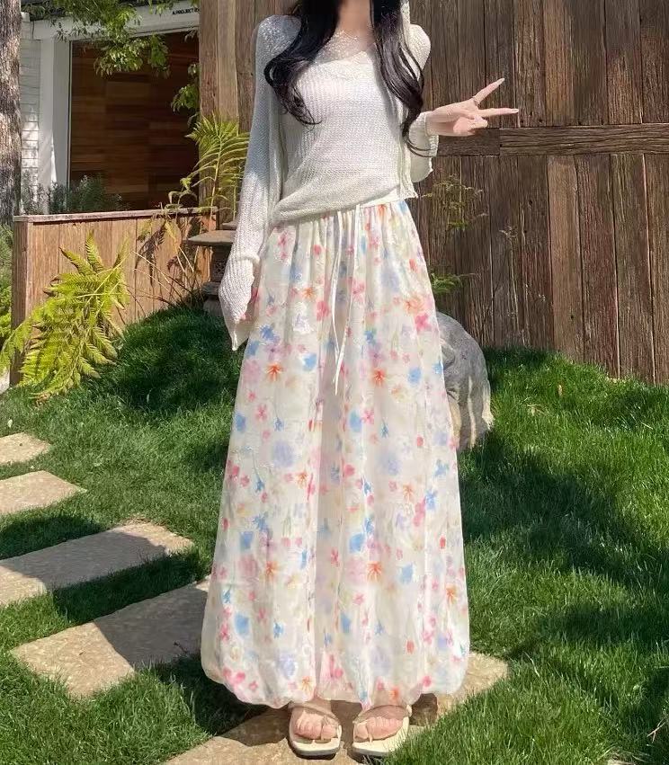 彩色油画花苞裤叠睡裙独特