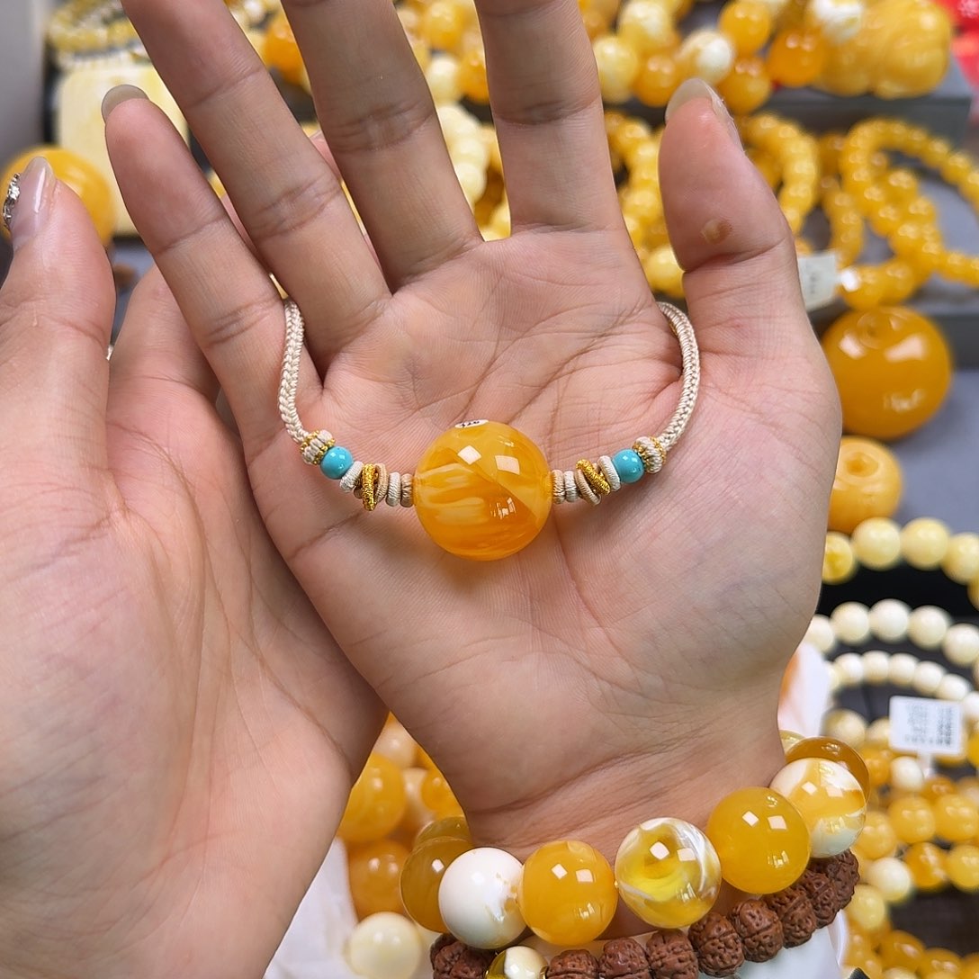 琥珀珠宝奇石未镶嵌锁骨25mm