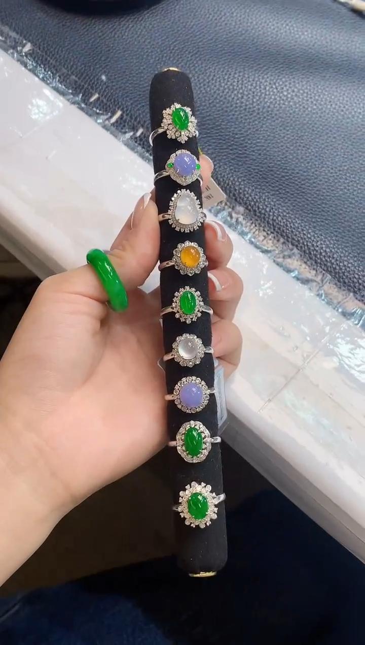 【云中意彩虹盘】18K金镶嵌翡翠戒指-多样性发货一件 -czx+yzy