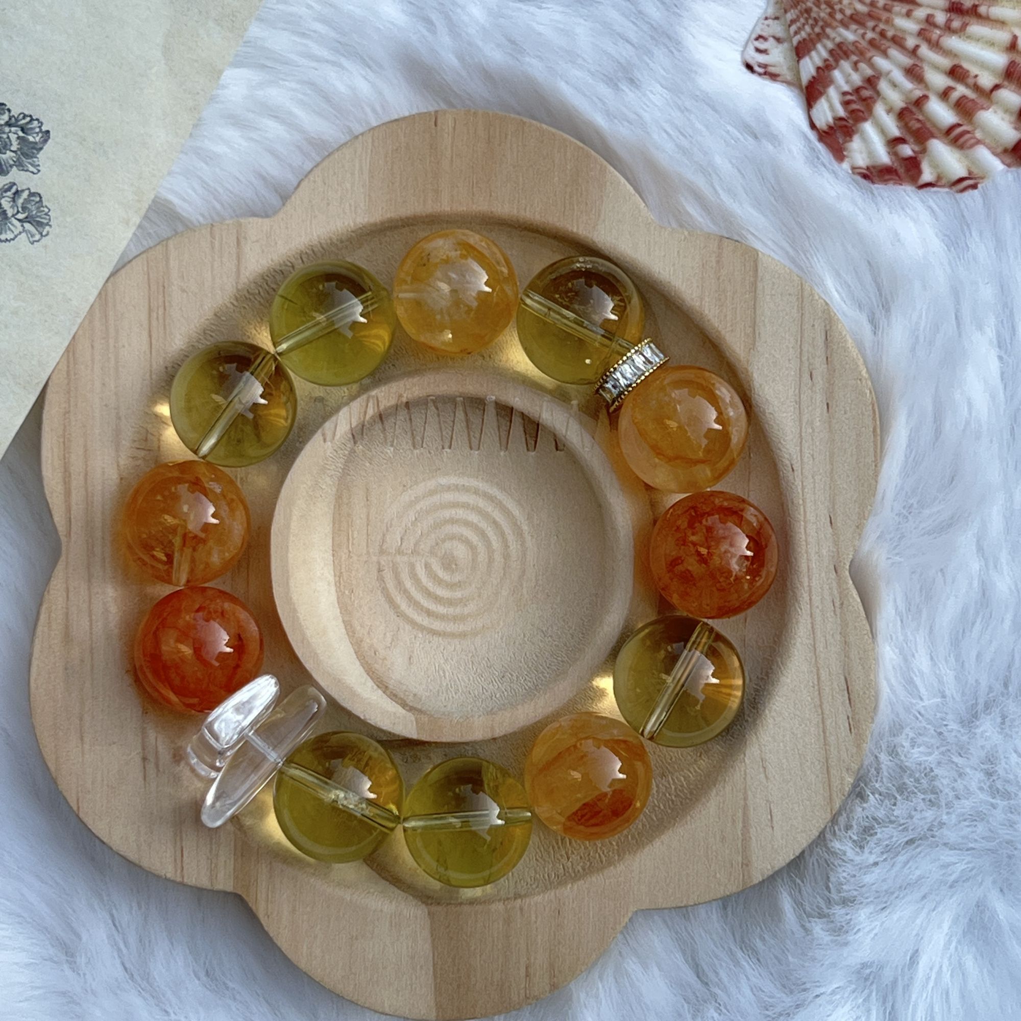 梵熹水晶 【正宫胶花巴西黄】天然水晶手串随机珠子多样性发一