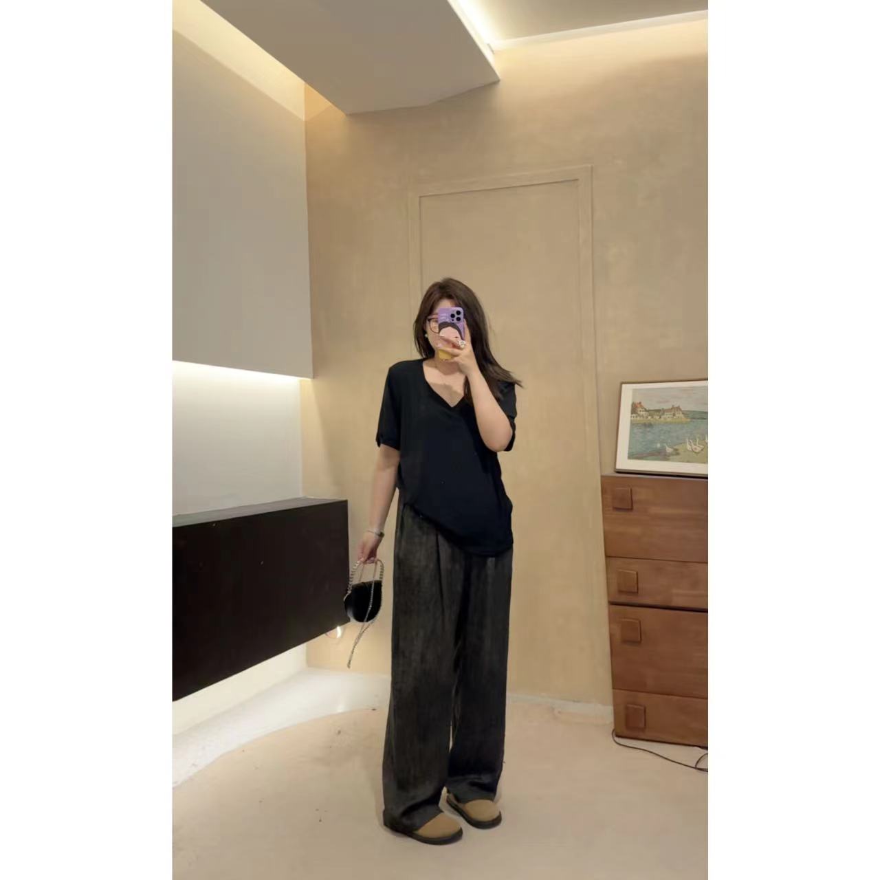 晶咕【扎染裤】扎染感宽松休闲裤显瘦高腰时尚夏季垂感直筒裤