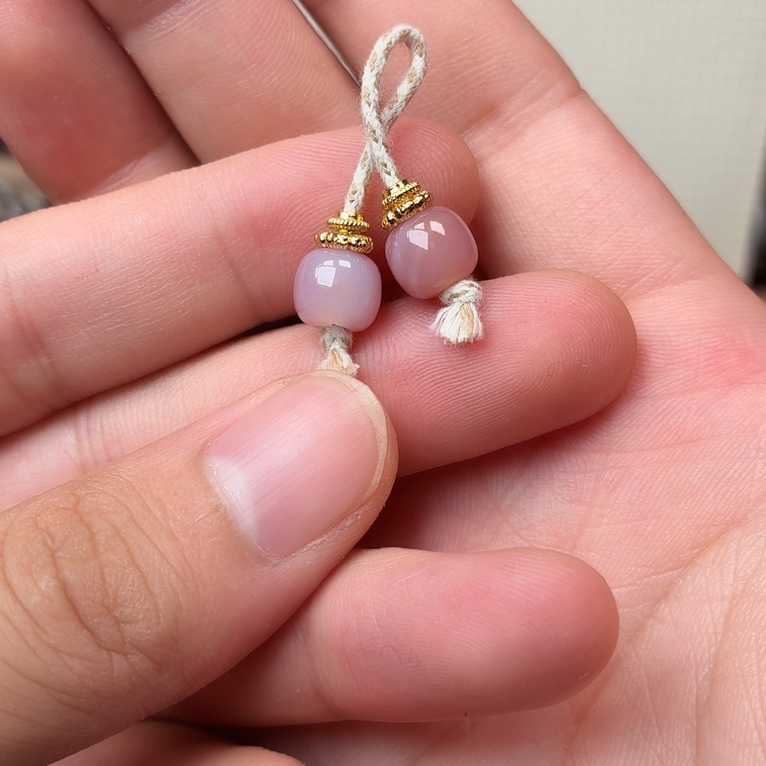 ᝰ***࿐玛瑙/玉髓未镶嵌配饰粉糯弟子珠