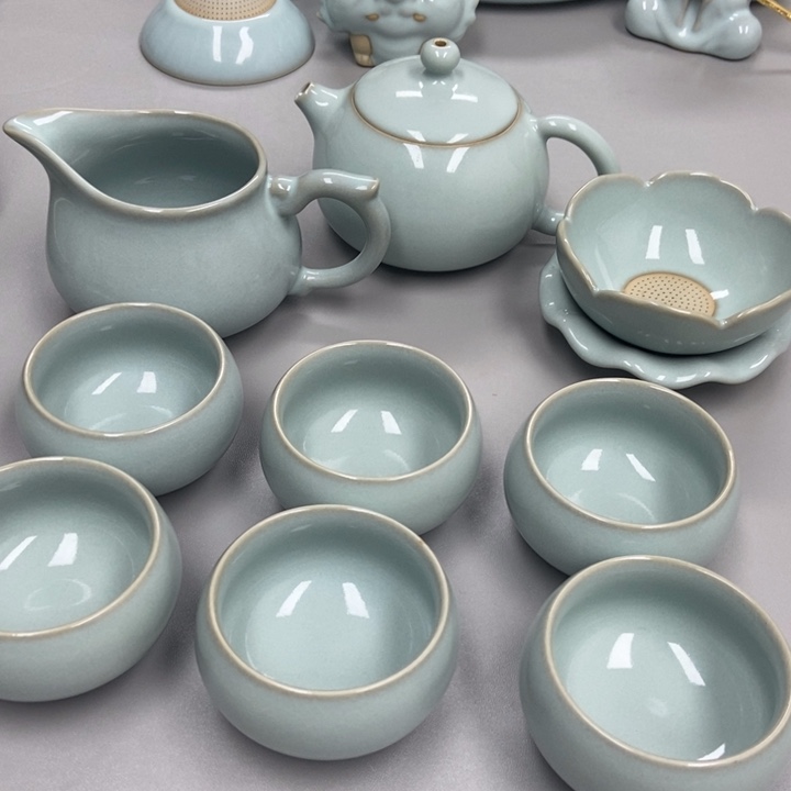 瓷柠***茶天青色赵琳老师十件套