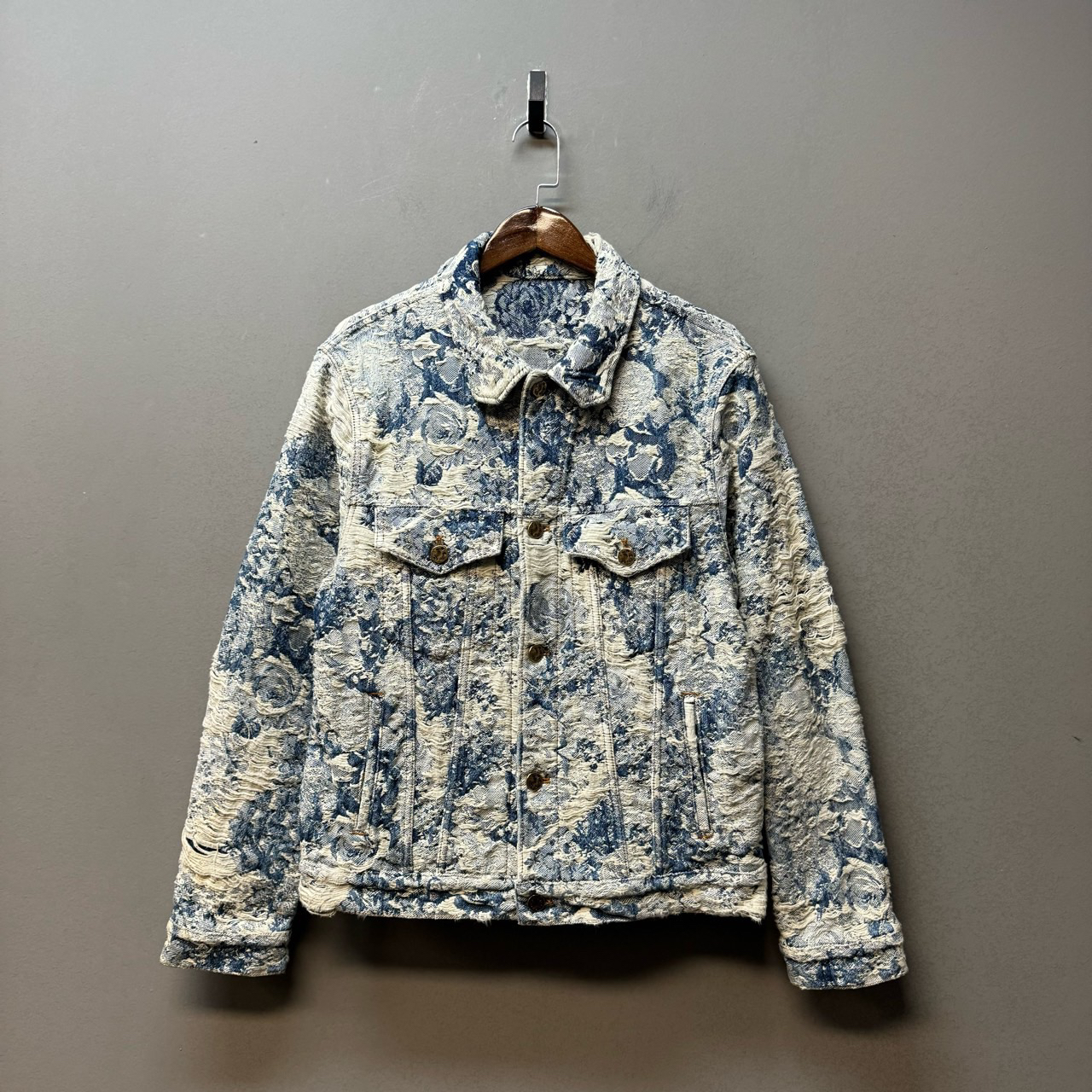 Louis Vuitton LV 路易威登/04703/植物花卉满印单宁牛仔外套 52