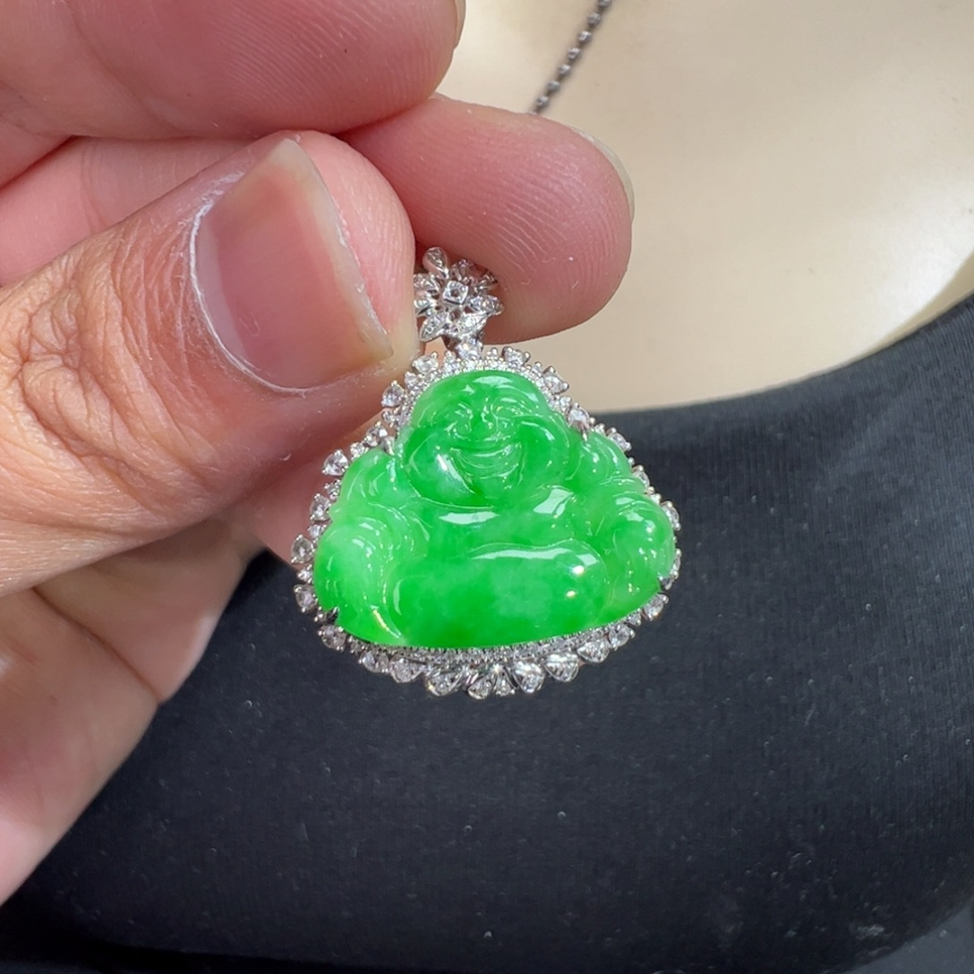 翡翠18K金镶嵌吊坠(不含链)