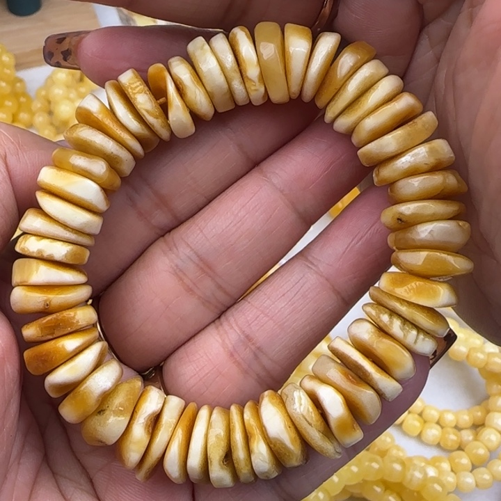 蜜蜡手链未镶嵌原皮车轮珠手串