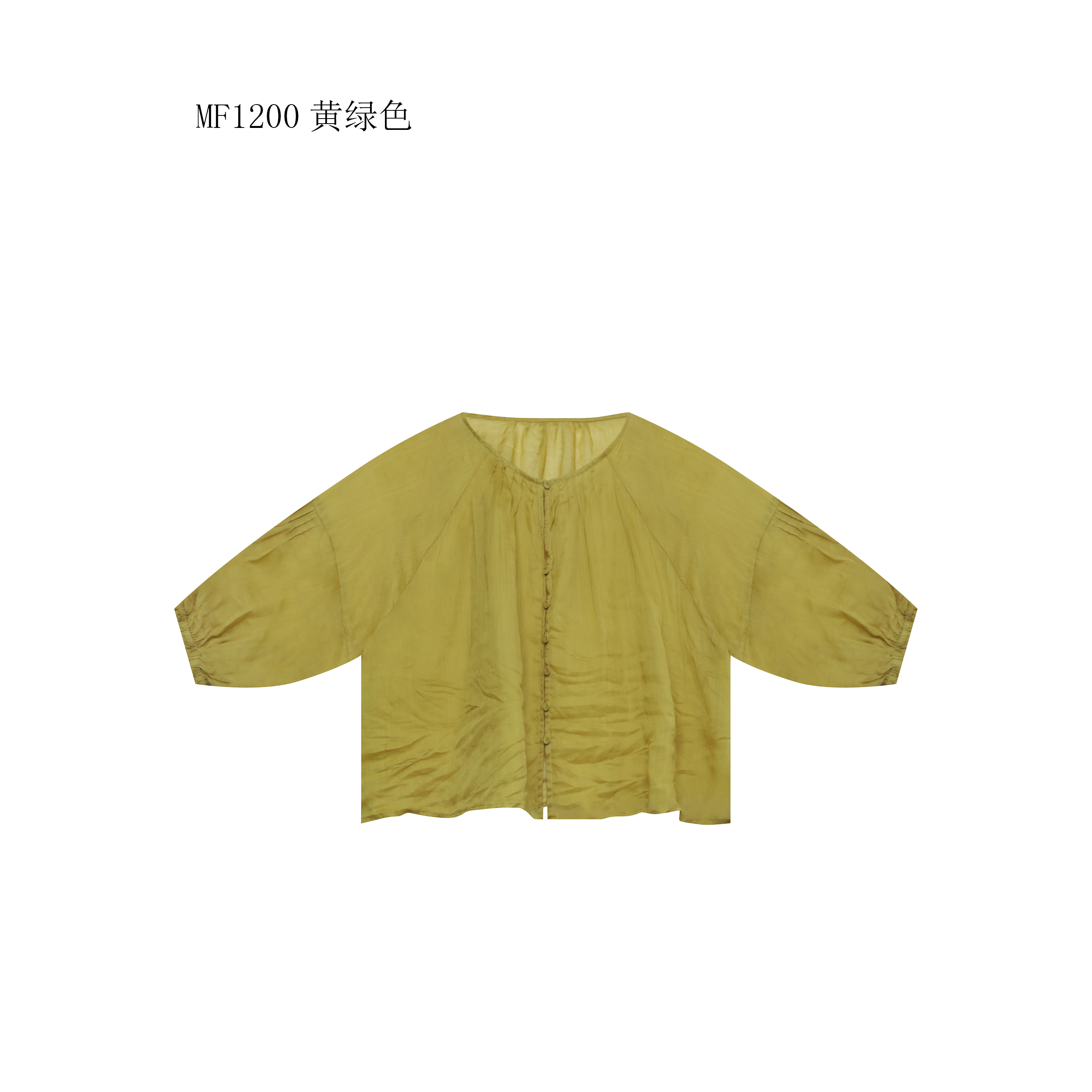 【麻訪家】MF1200黄绿色文艺简约慵懒宽松百搭开衫上衣