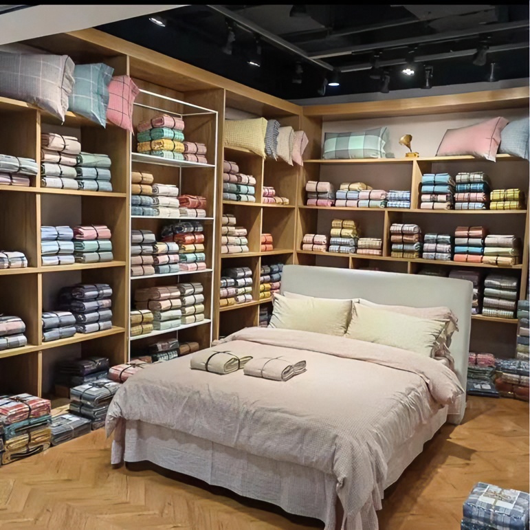 【晴美】水洗印花床盖-花朵熊米