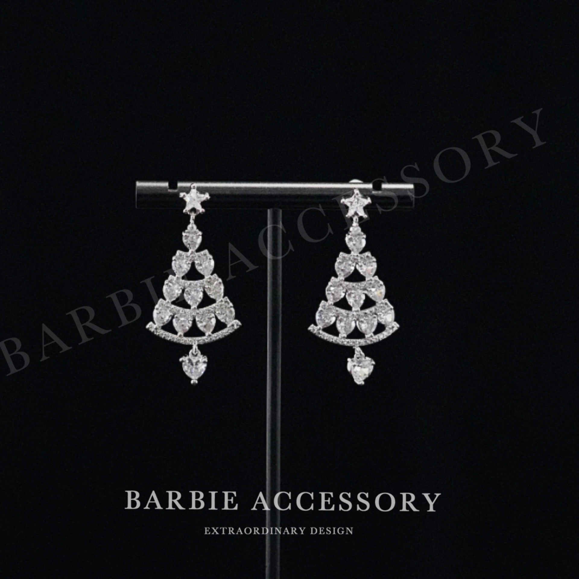 铜合金耳饰 【银星圣诞】时尚轻奢设计款高级绝美百搭耳环