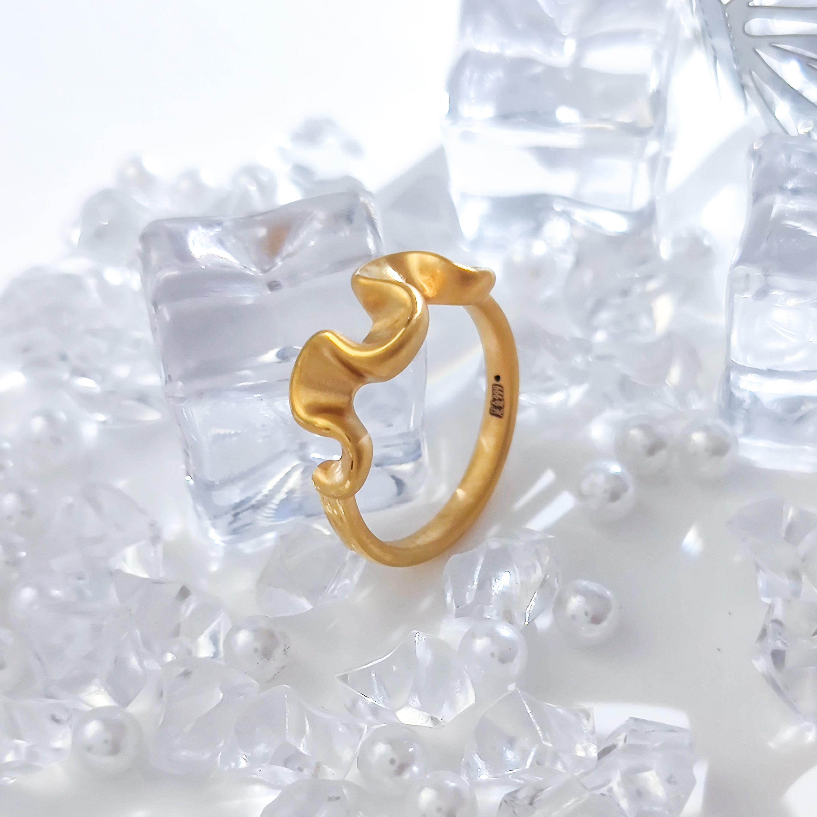 【飘飘严选】足金999 浪花戒指1.99 14#