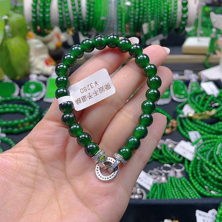 翡翠手链未镶嵌橙*?冰辣8手链