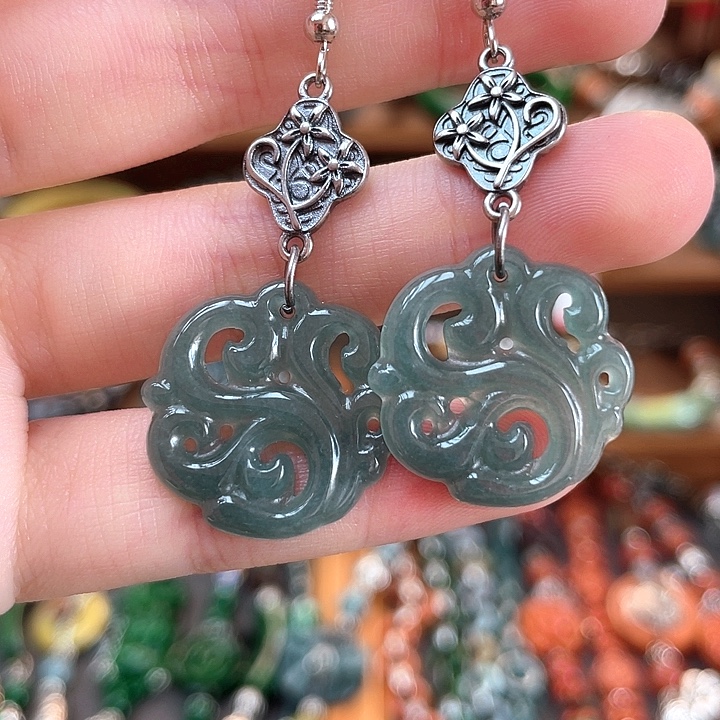 翡翠未镶嵌耳饰饰品