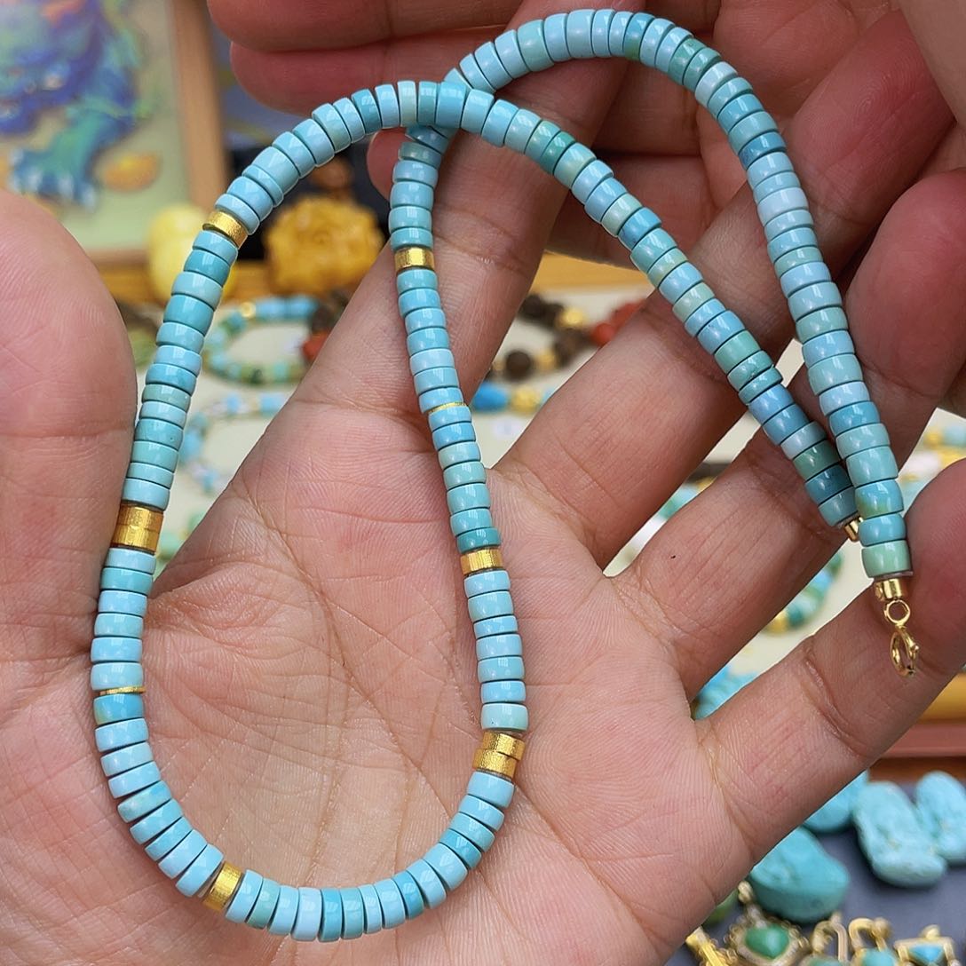 绿松石18K金镶嵌项链