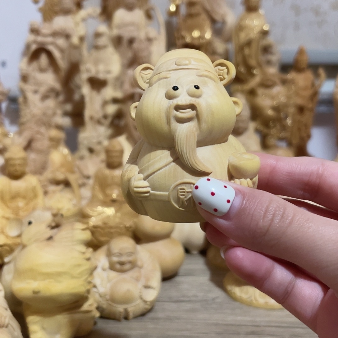 黄杨木小叶黄杨木财神摆件
