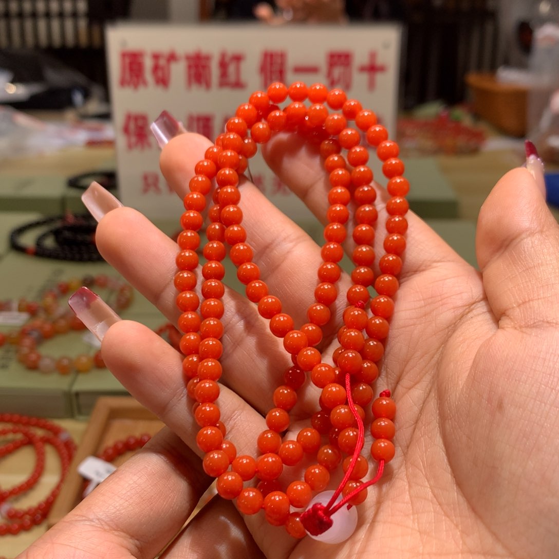 南红玛瑙5+冷水河108珠串未镶嵌