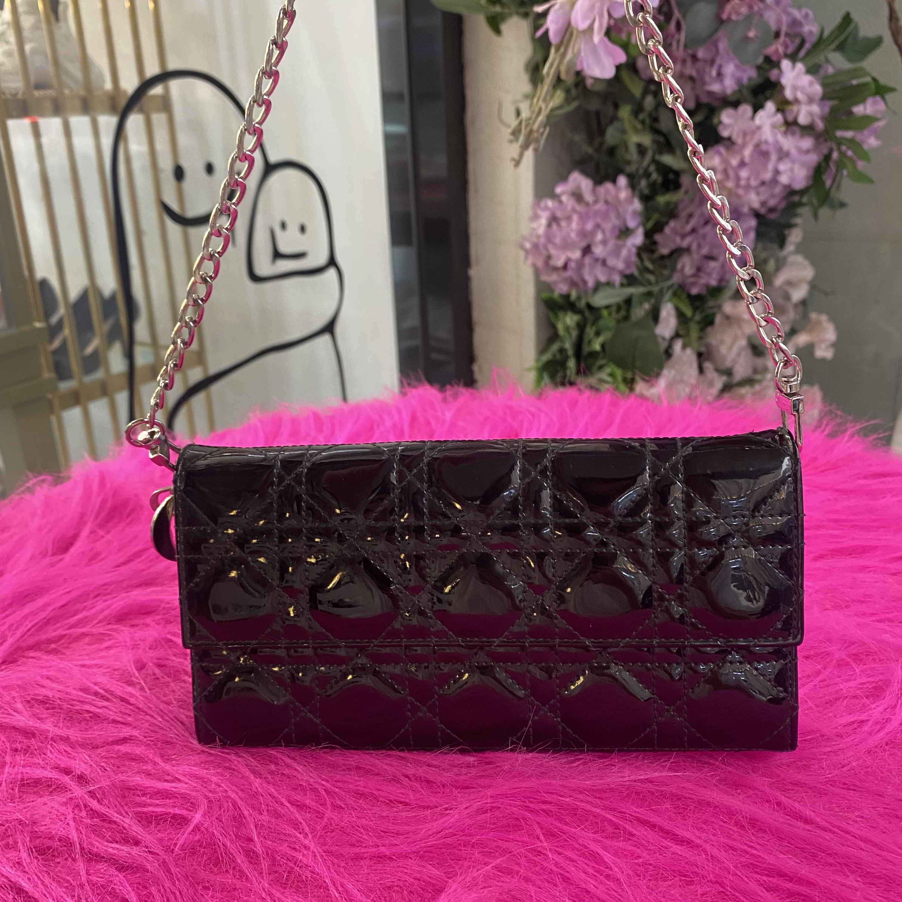 95新 DIOR/迪奥 戴妃银色链条包