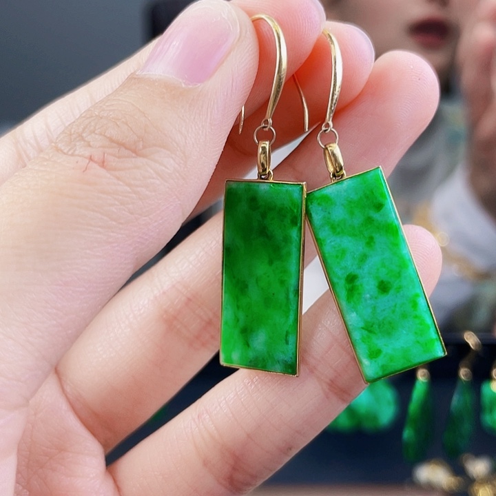 翡翠耳饰18K金镶嵌饰品