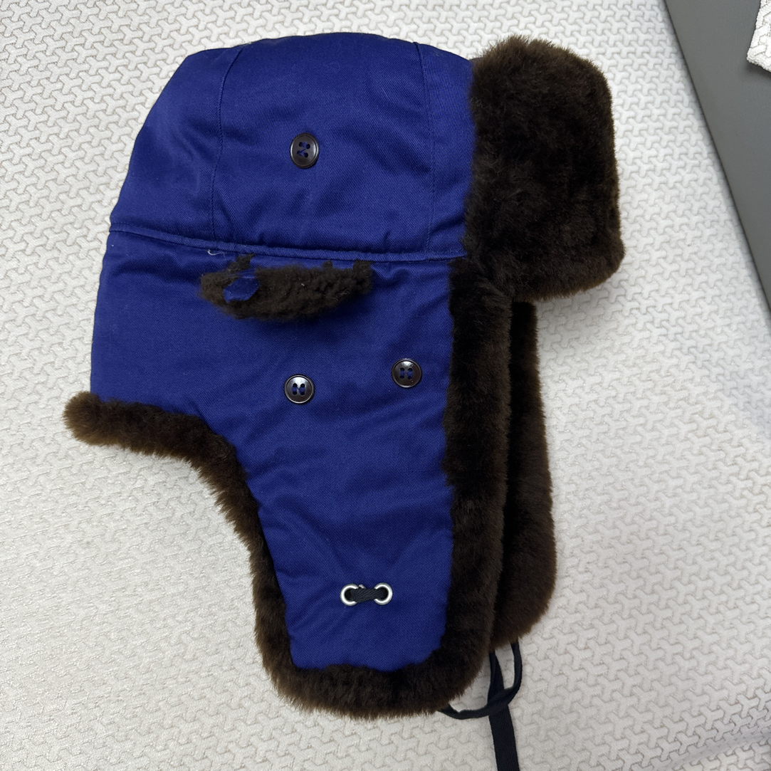 078寒区羊剪绒皮帽【深蓝色】护鼻护耳