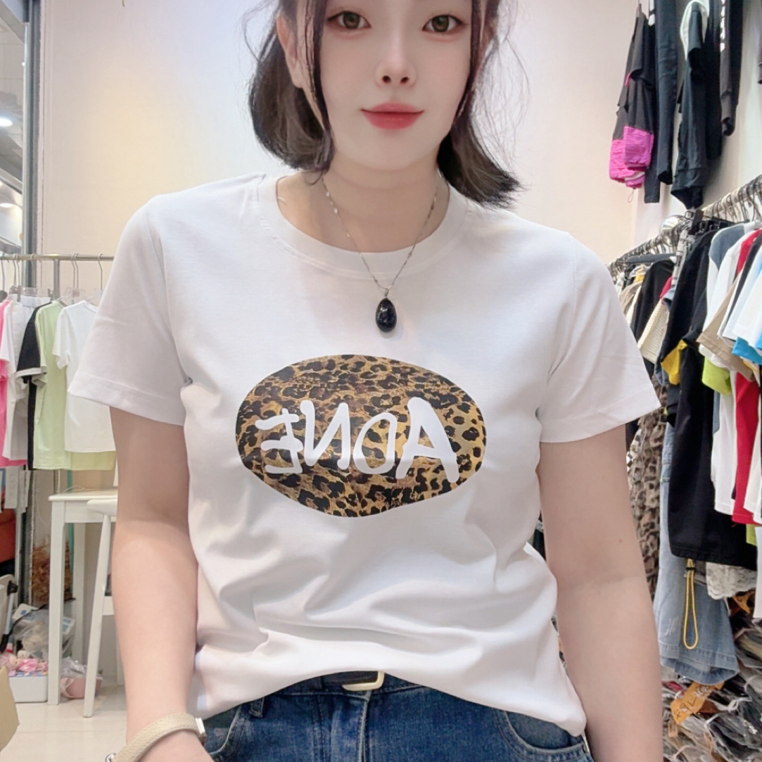 罗纹棉上衣新款圆领正肩弹力显瘦百搭减龄休闲风女t