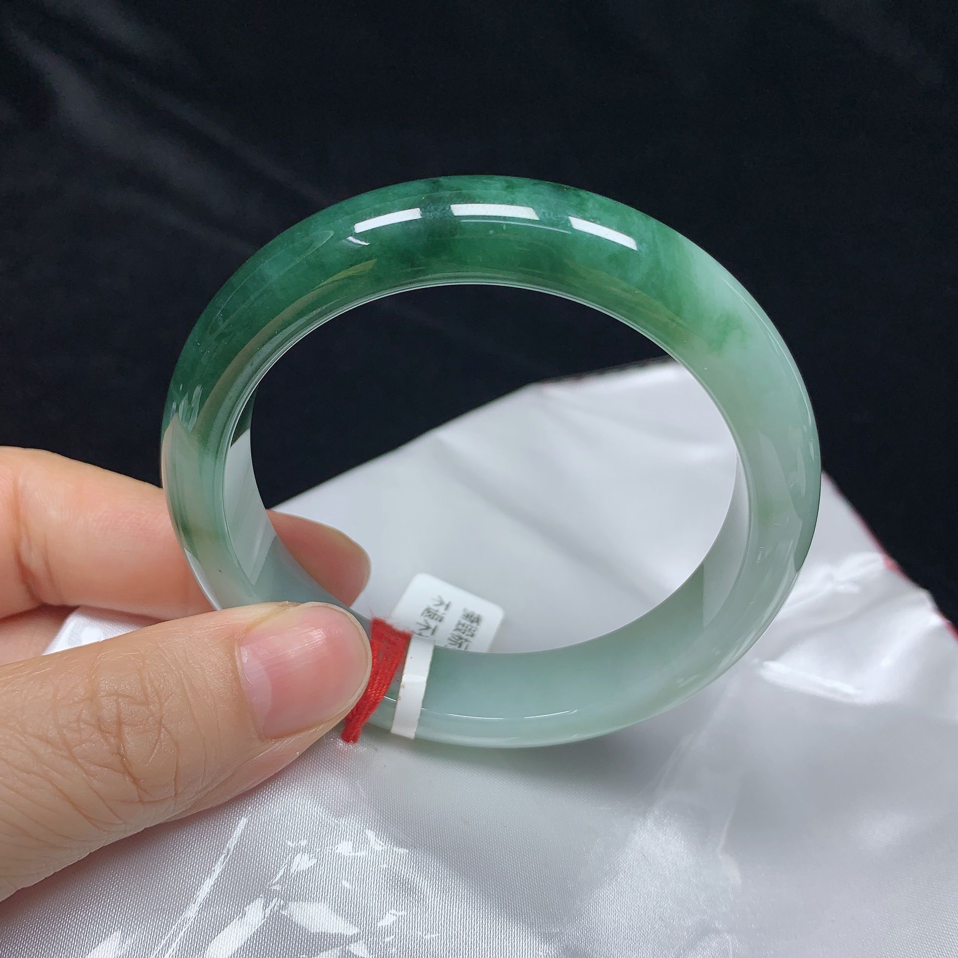 57/58圈缅甸天然翡翠A货正圈手镯女款时尚百搭平安镯玉镯无纹裂