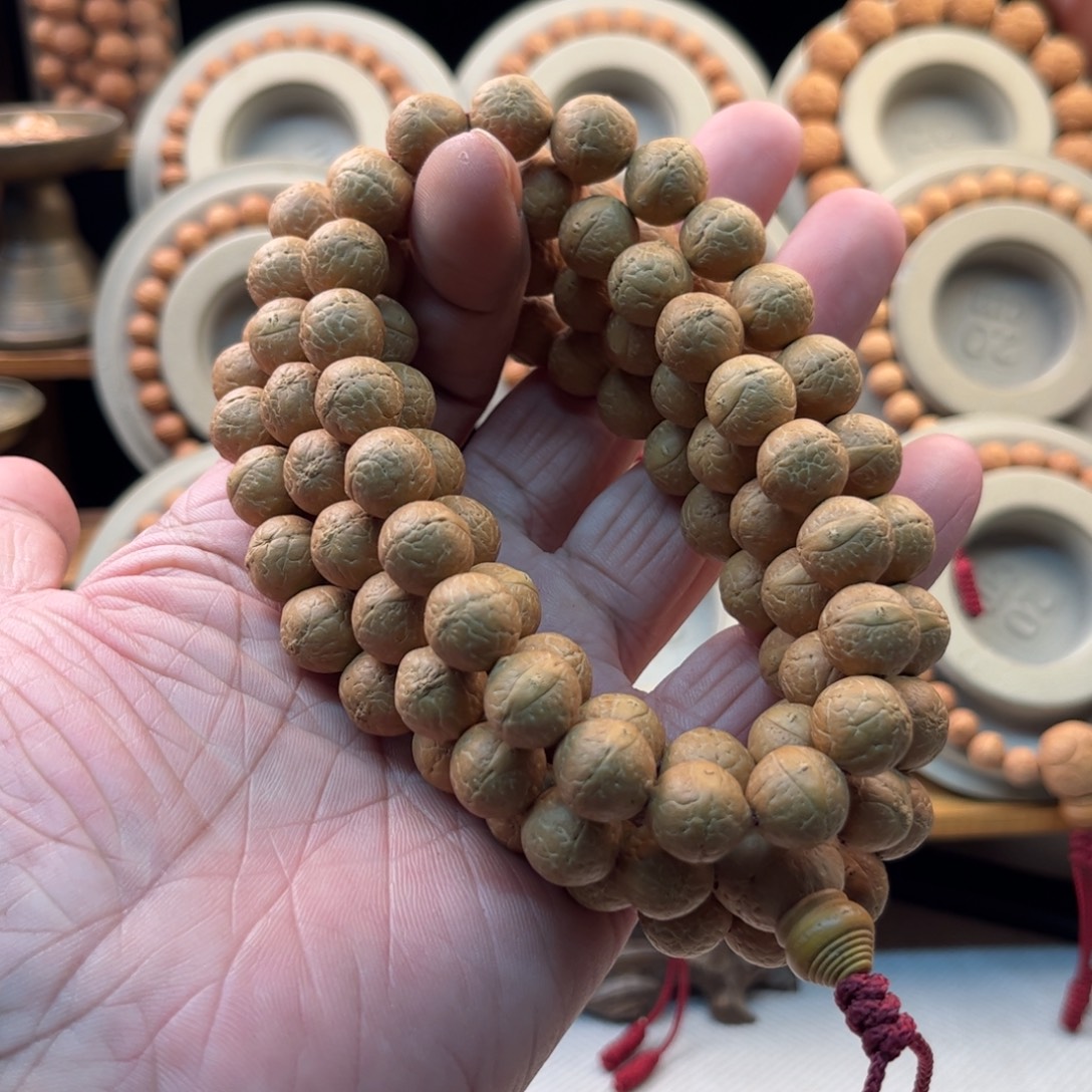 平***人凤眼菩提手串12毫米奶油皮同树籽脖挂112颗