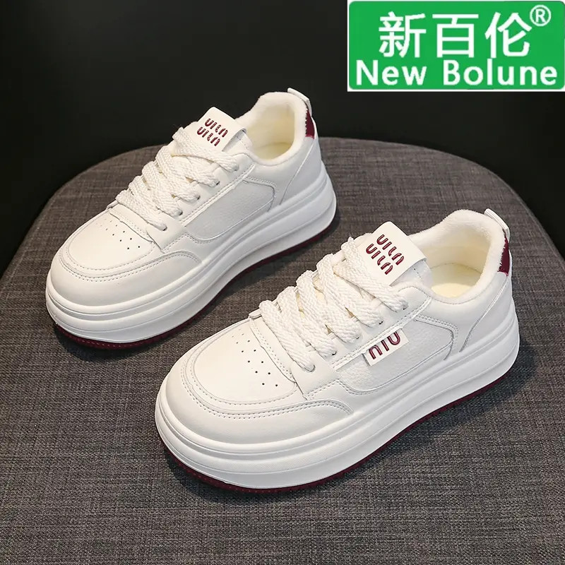 新百伦冬季新款女鞋厚底百搭潮流女款板鞋学生爆款加绒运动小白鞋