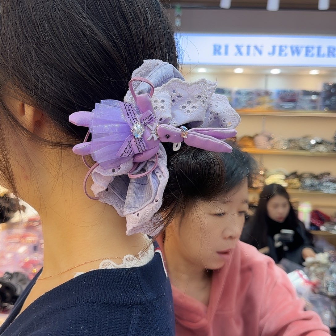 三醋酯纤维紫色兔子发圈-29