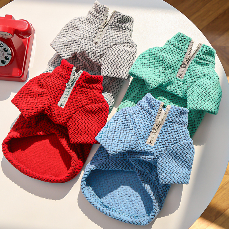 秋冬半拉链摇粒绒外套宠物小狗狗猫咪衣服饰用品外出防脏冲锋衣服