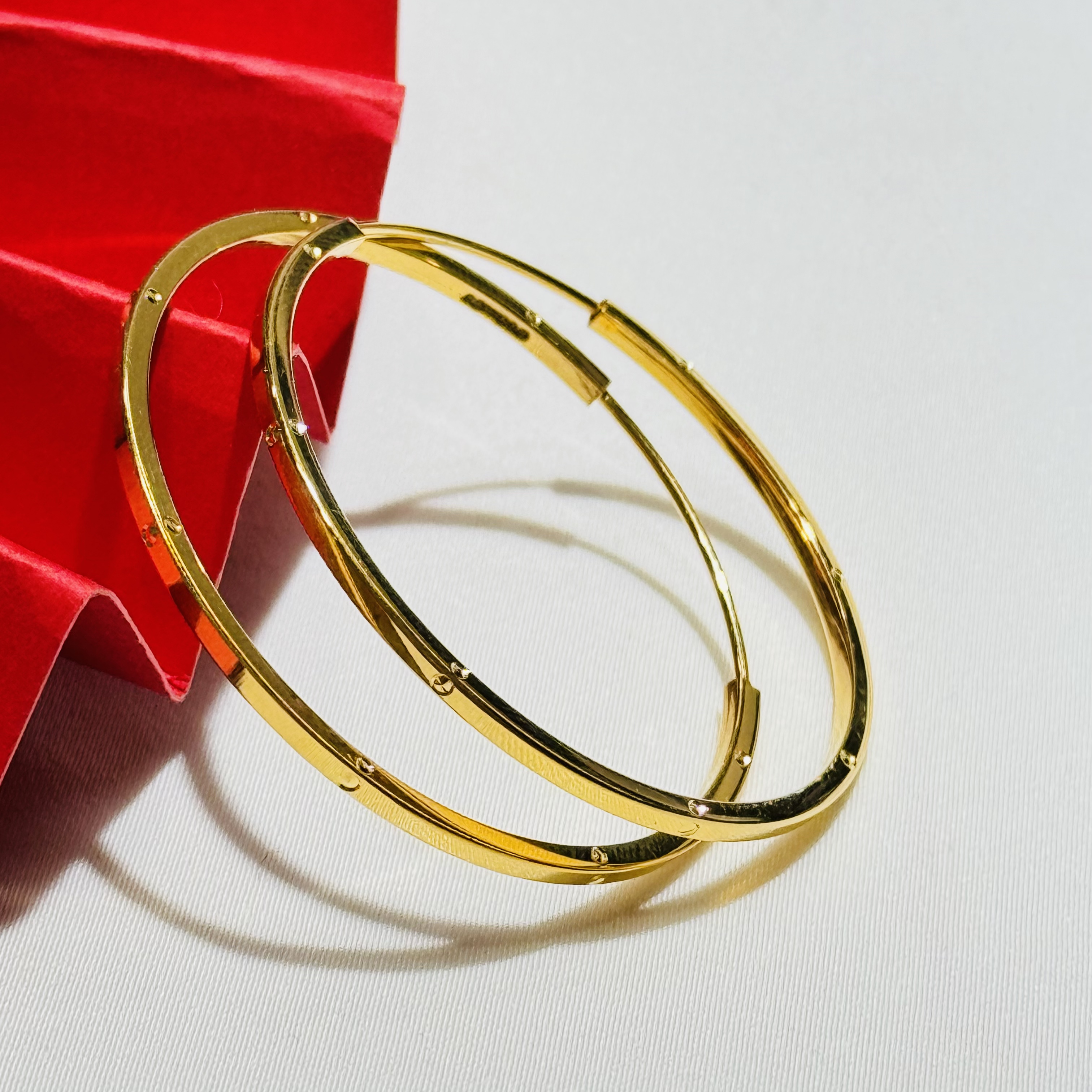 黄金足金999亮面5G大圈圈耳环