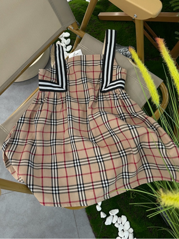 印花A字裙格子夏季女连衣裙女童韩版小童吊带连衣裙