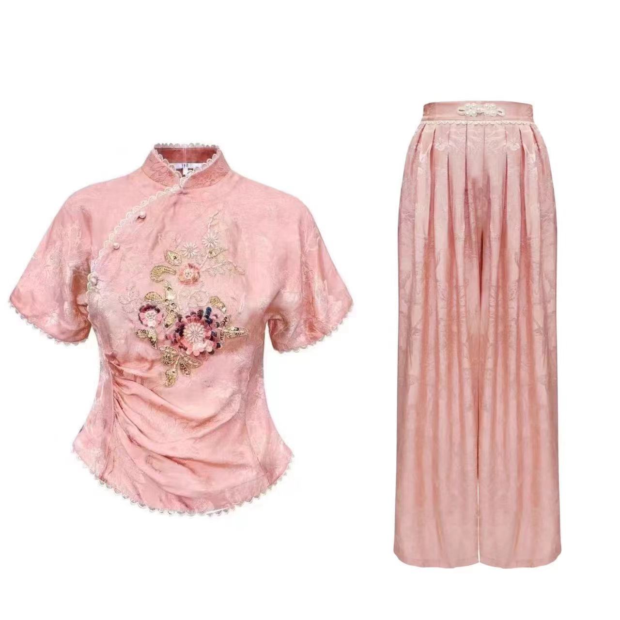 小清店《NO推NO焕》夏季新款粉色提花蕾丝短外套