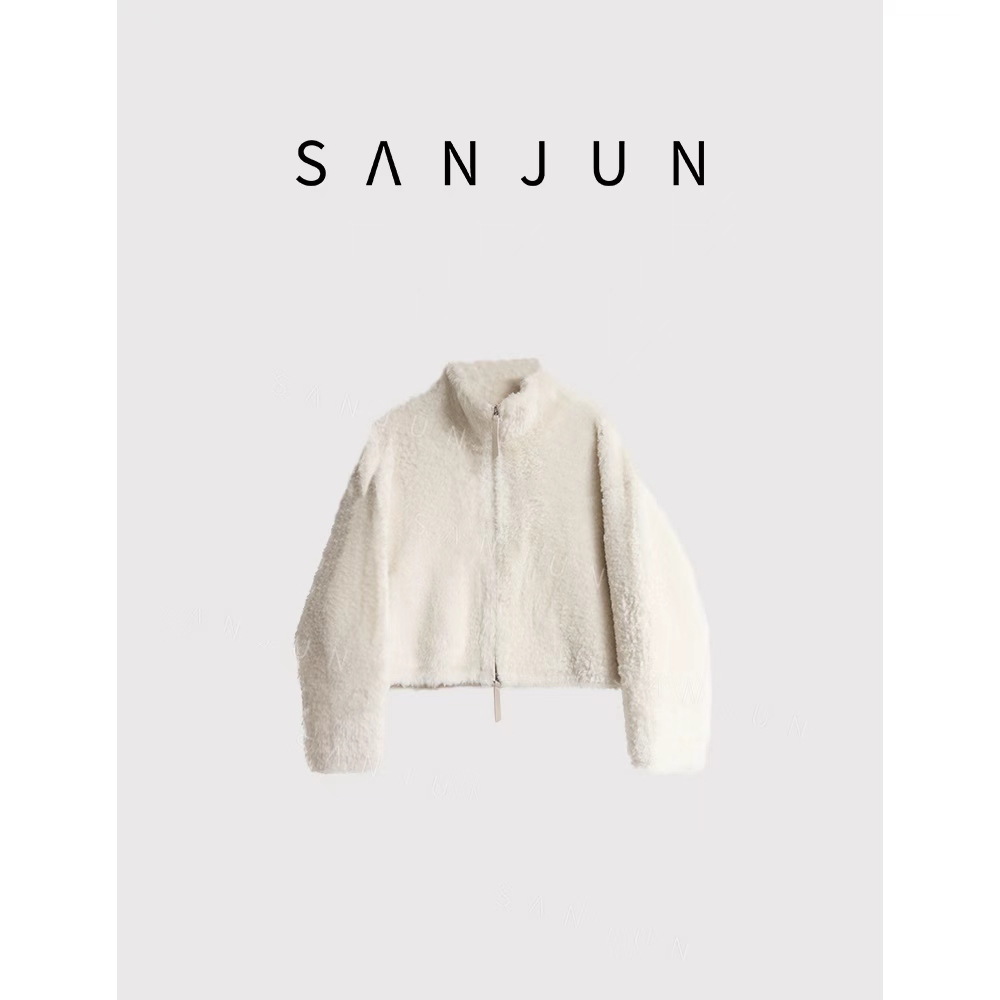 SANJUN  高端定制 皮毛一体立领短款皮草毛外   23152-1