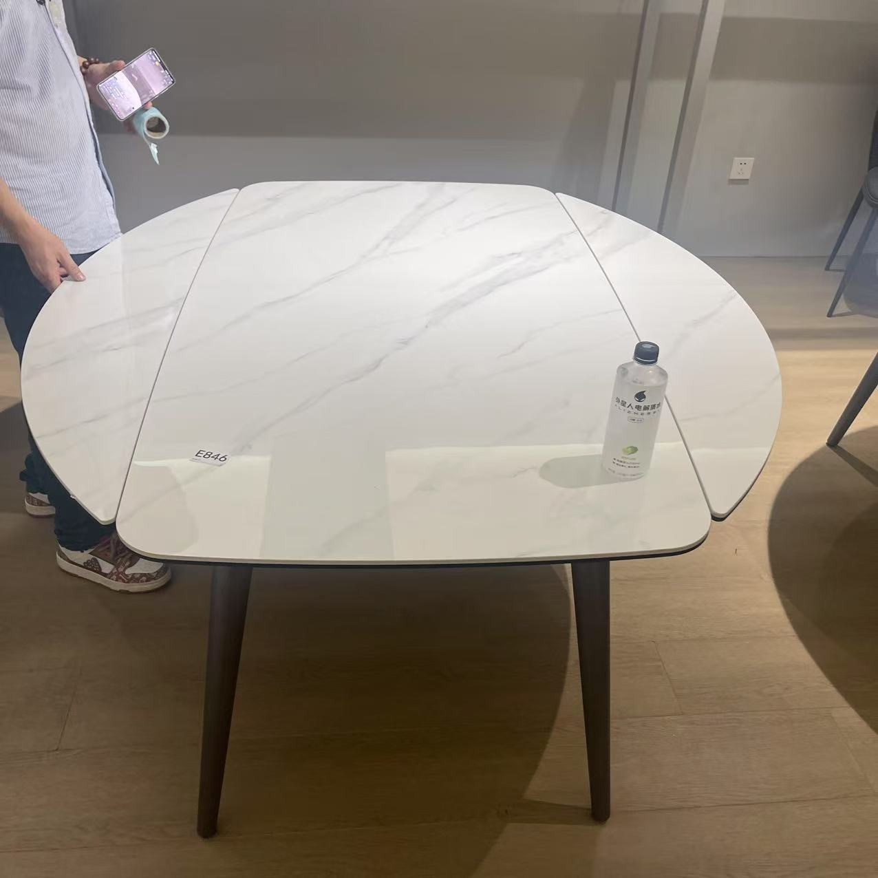 E846#岩板餐桌半椭圆变圆桌子跳台直径库存尾货