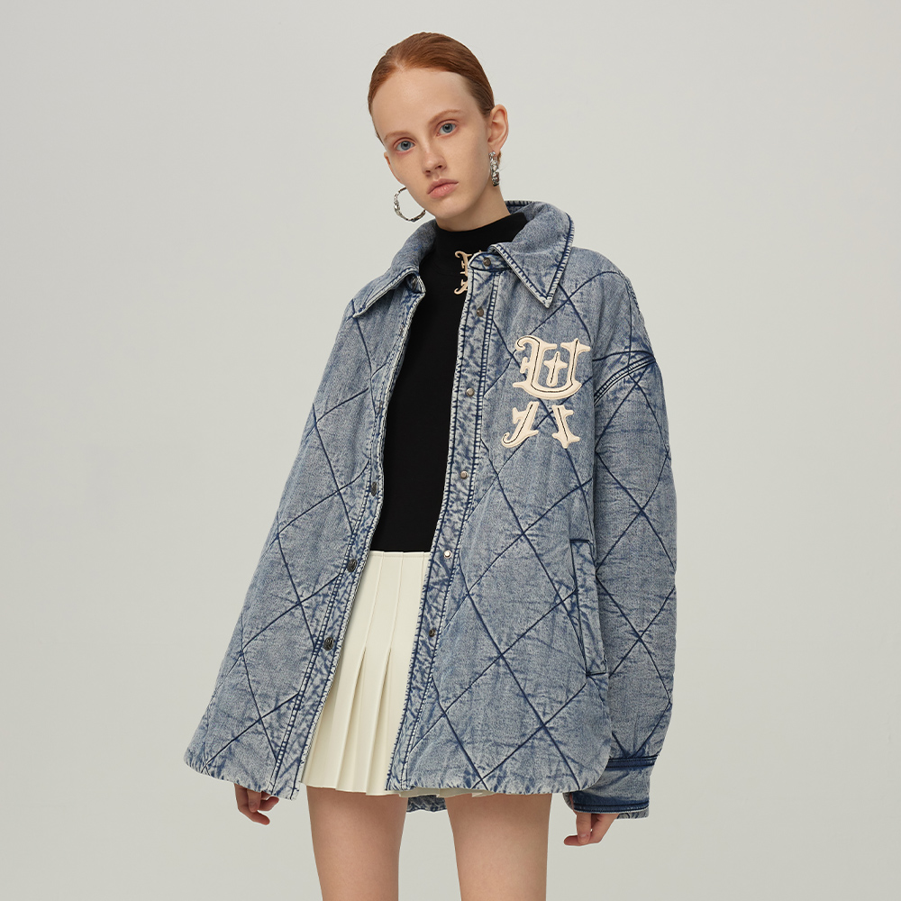 UOOYAA/乌丫经典UY牛仔绗缝老棉袄牛仔衬衫棉服UY22414N406128