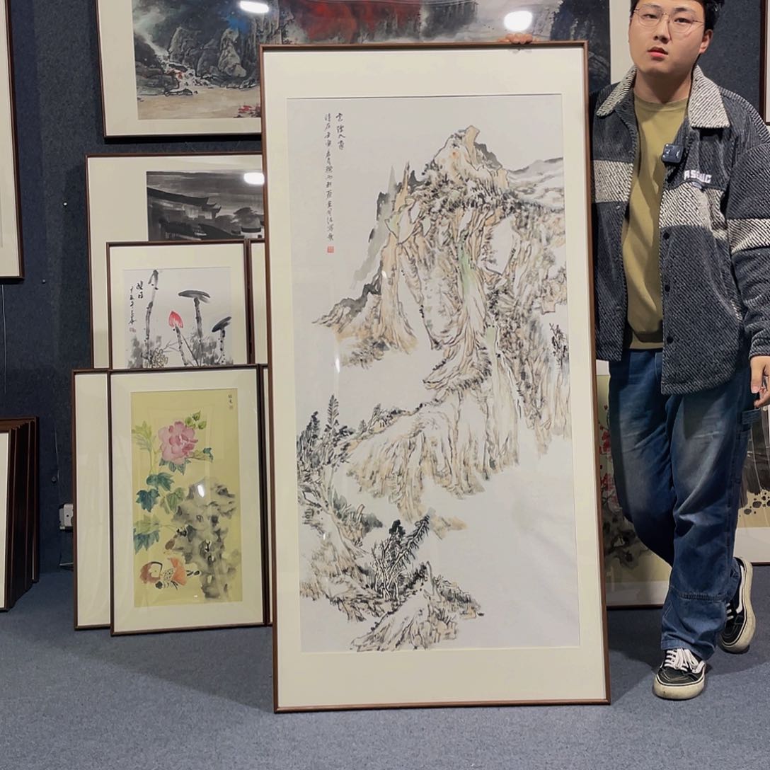 国画手绘作品带框