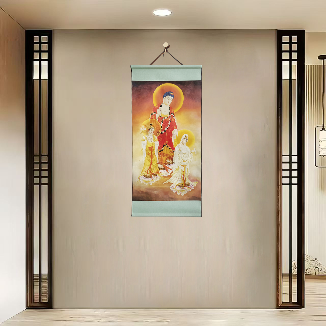 【40-102西方三圣】40x85cm现代简约挂轴装饰画办公室家居装饰画