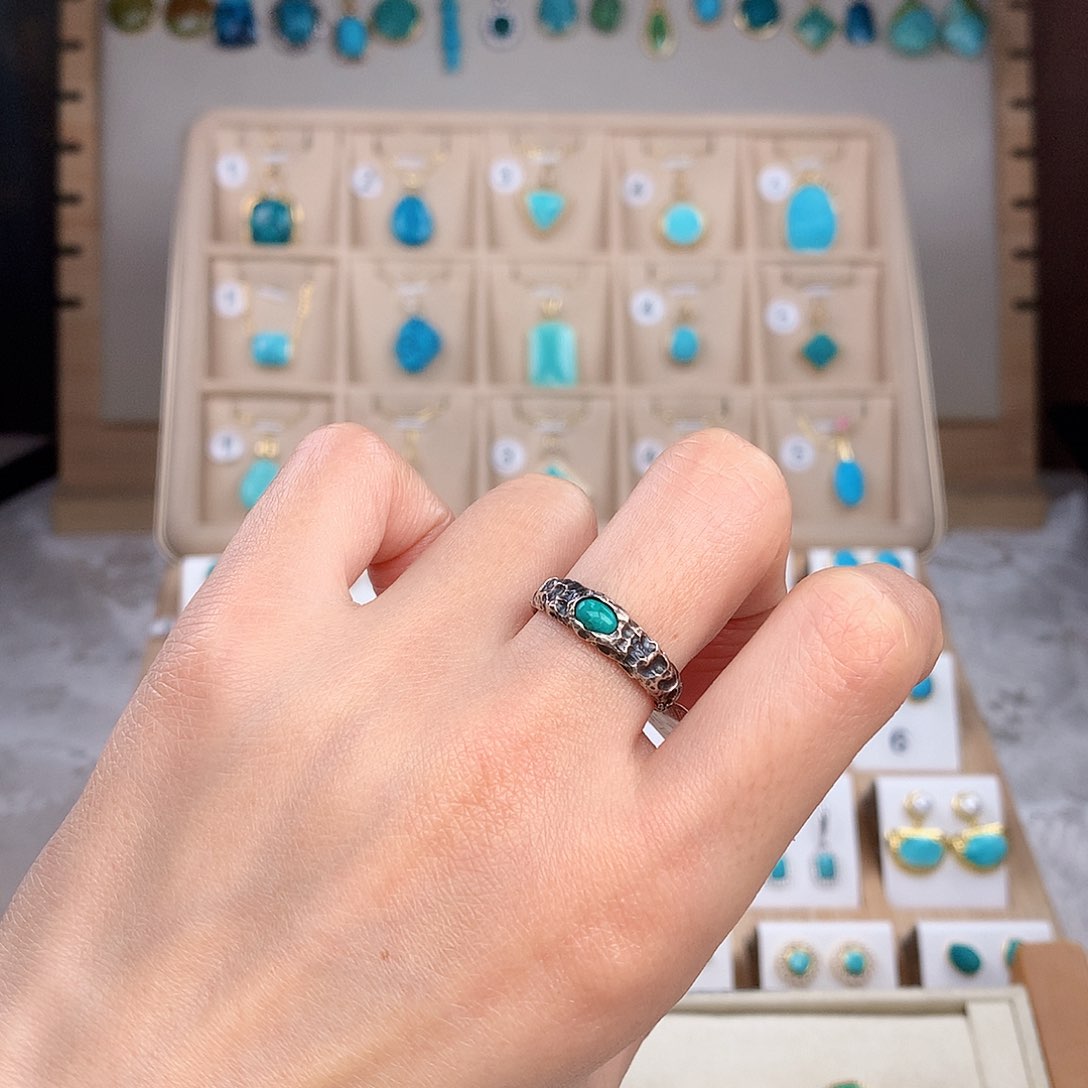 绿松石戒指银S925镶嵌