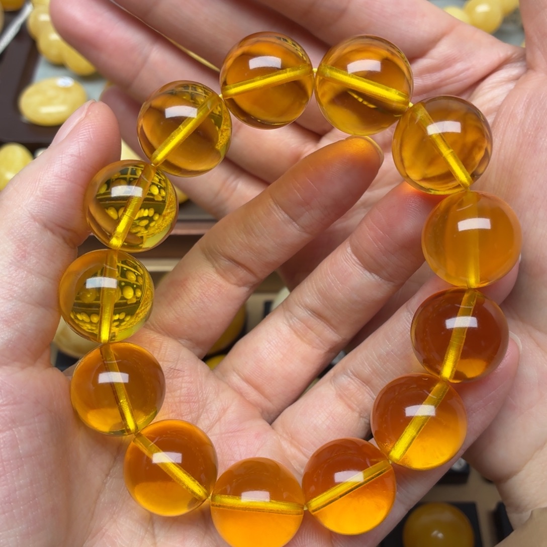 蜜蜡未镶嵌裸石蜜蜡18+金珀手串