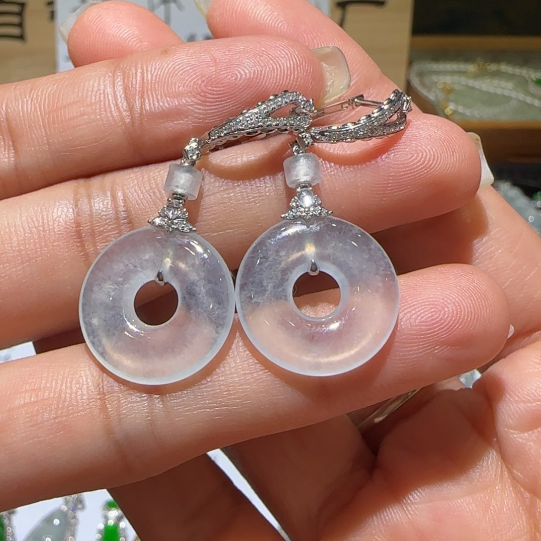 【闪购商品】翡翠耳饰18K金镶嵌天然