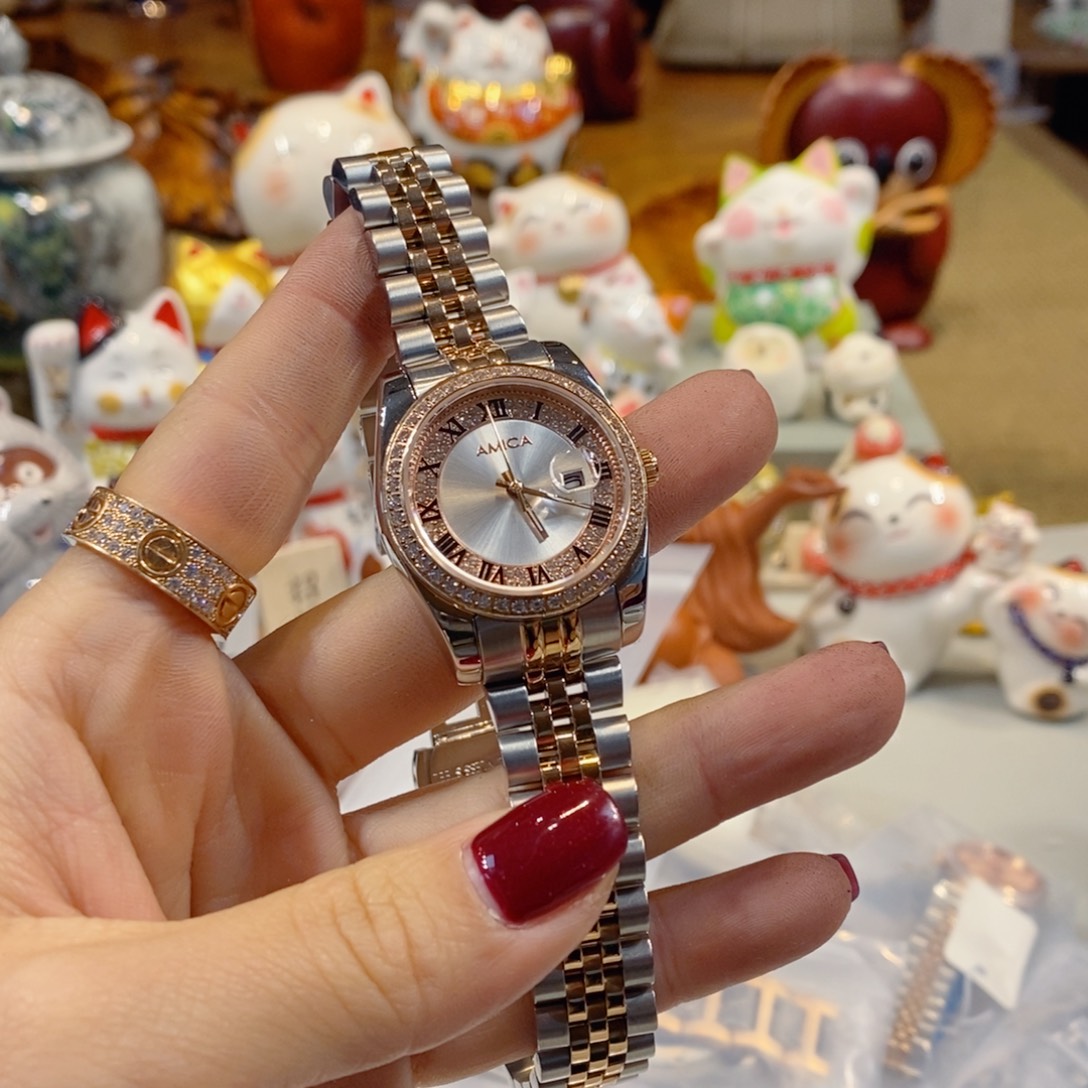 精钢钢石英机芯观兰表