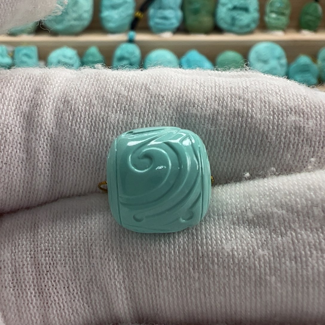 未镶嵌绿松石博古珠12x11.5mm